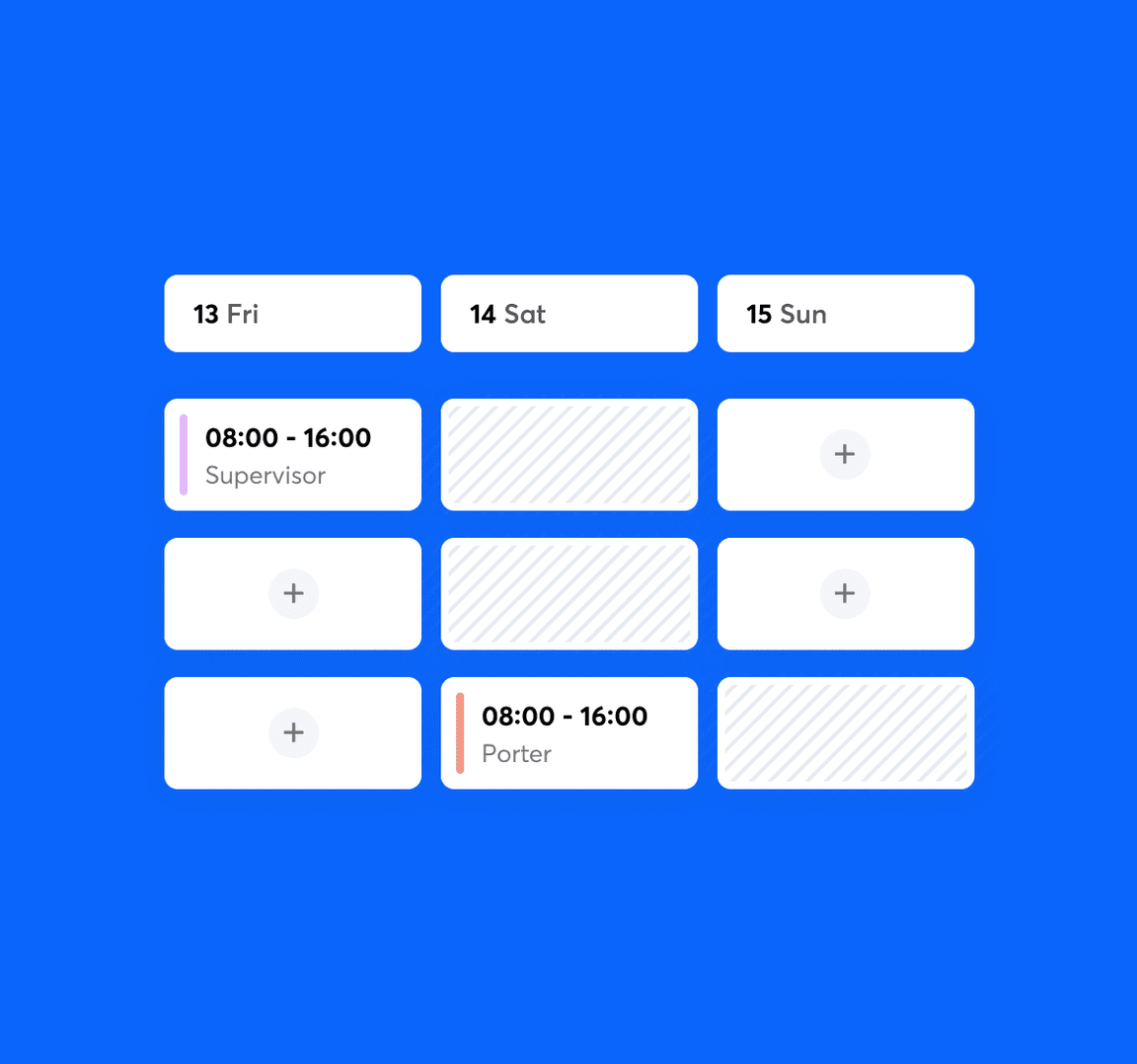 A rota being built in RotaCloud with blank spaces.